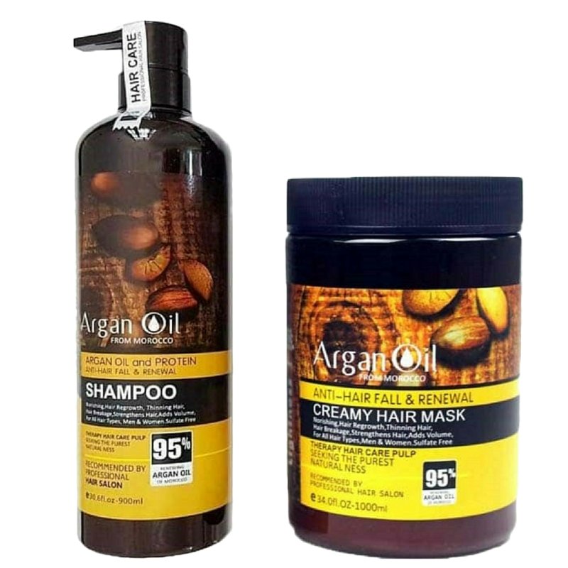 پک شامپو و ماسک مو لایتنس حاوی روغن آرگان (اسلواکی ) انقضا2025 ا lightnes shampoo and mask argan oil 1000ml